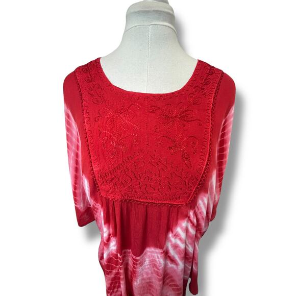 Advance Apparels Women’s Tie Dye Embroidered Free Size Shirt, Red, Free Size - Picture 2 of 10